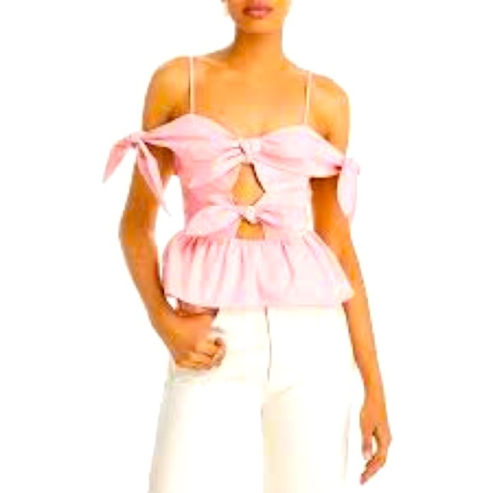 NWT Fore Womens Bow Front Tank Cutout Peplum Top - XS